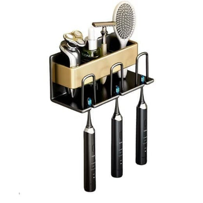 Wall-Mounted Aluminum Electric Toothbrush Holder & Vanity Organizer