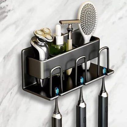 Wall-Mounted Aluminum Electric Toothbrush Holder & Vanity Organizer
