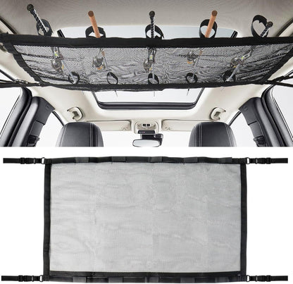 Car Ceiling Fishing Rod Holder with Storage Net - Holds Up to 5 Rods
