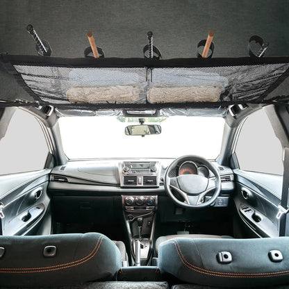 Car Ceiling Fishing Rod Holder with Storage Net - Holds Up to 5 Rods
