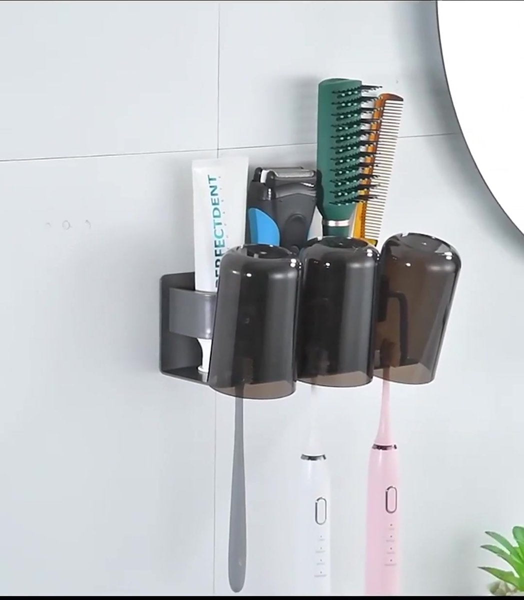 Premium Stainless Steel Wall-Mounted Toothbrush Holder & Organizer