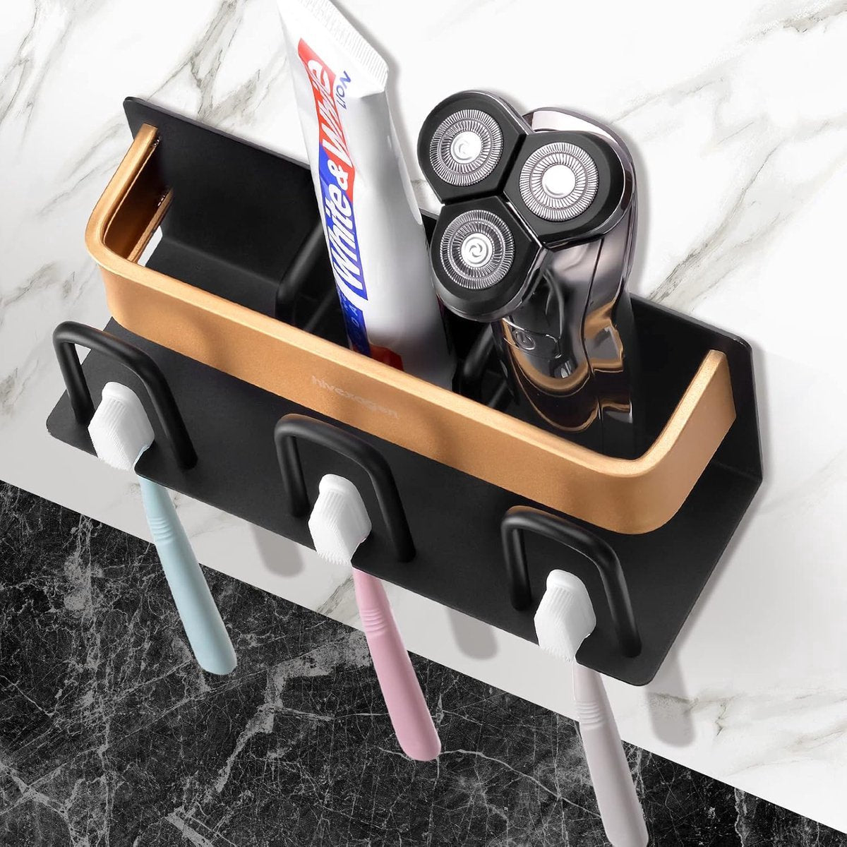 Premium Stainless Steel Wall-Mounted Toothbrush Holder & Organizer