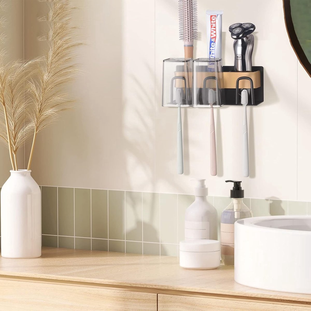 Premium Stainless Steel Wall-Mounted Toothbrush Holder & Organizer