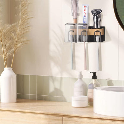 Premium Stainless Steel Wall-Mounted Toothbrush Holder & Organizer