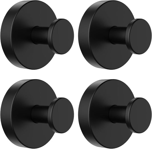 Sleek Matte Black No-Drill Bathroom Hardware Organizers