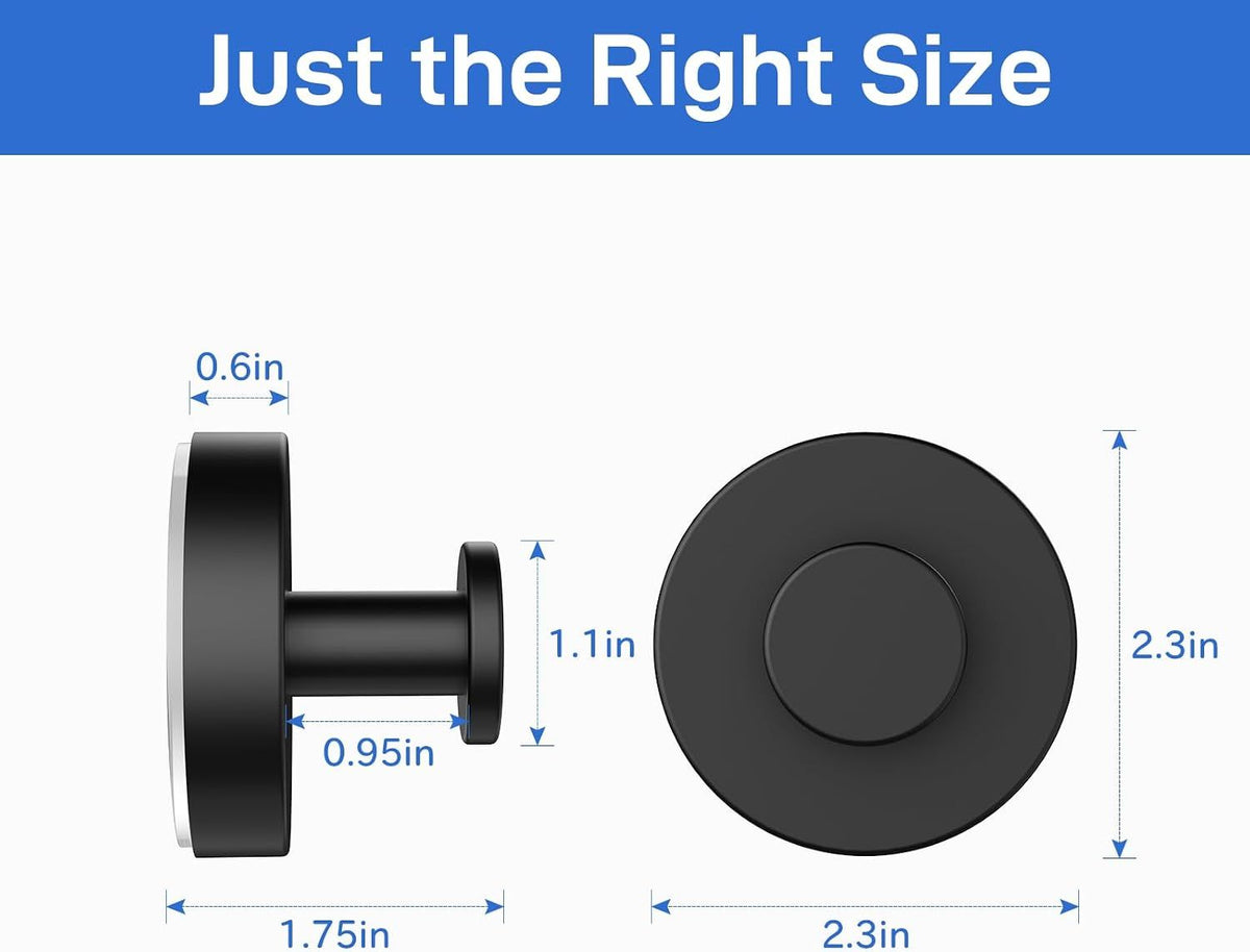 Sleek Matte Black No-Drill Bathroom Hardware Organizers
