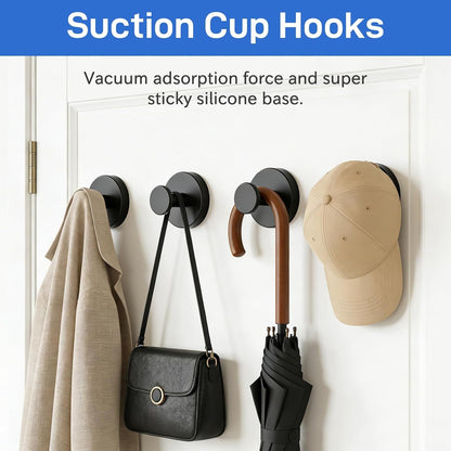 Sleek Matte Black No-Drill Bathroom Hardware Organizers