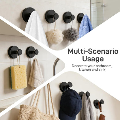 Sleek Matte Black No-Drill Bathroom Hardware Organizers