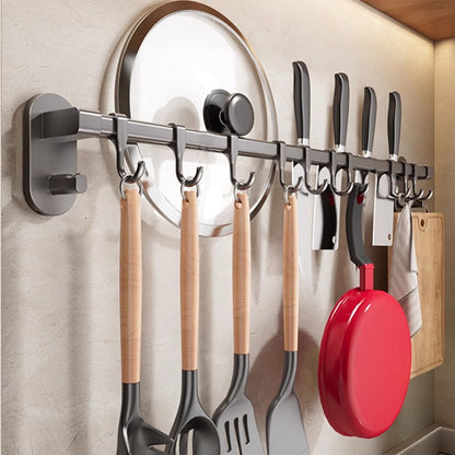 Matte Black No-Drill Wall Mounted Kitchen Utensil & Pan Rack