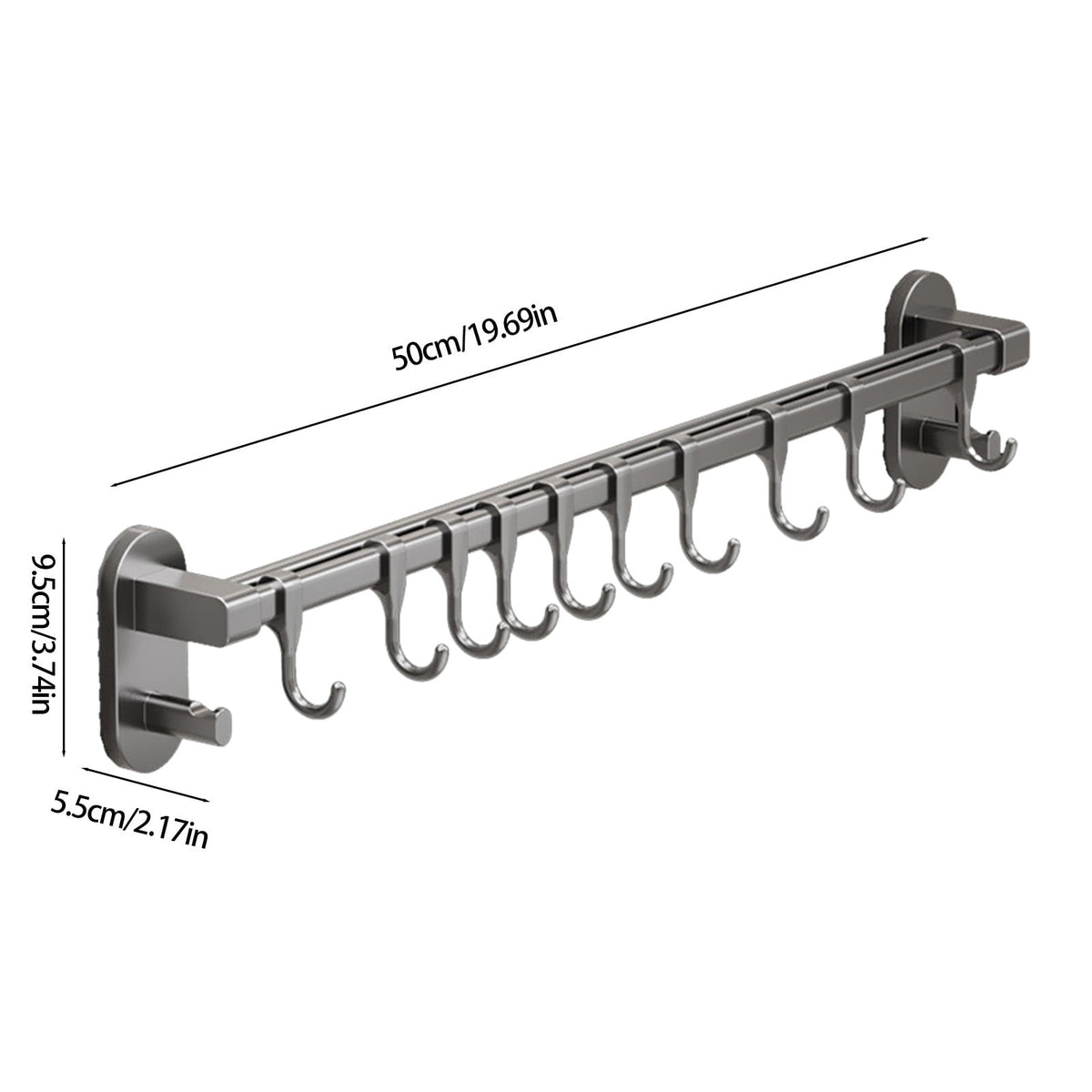 Matte Black No-Drill Wall Mounted Kitchen Utensil & Pan Rack