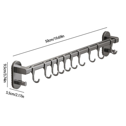 Matte Black No-Drill Wall Mounted Kitchen Utensil & Pan Rack