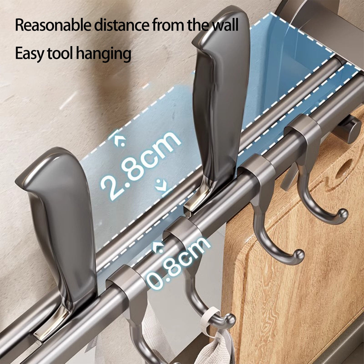 Matte Black No-Drill Wall Mounted Kitchen Utensil & Pan Rack