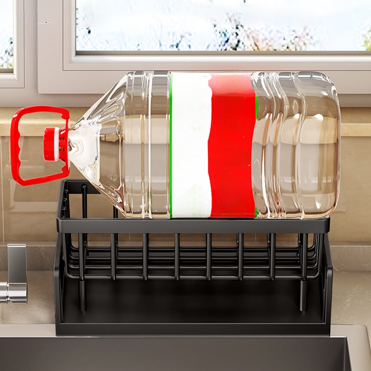Auto-Draining Kitchen Sink Sponge Caddy & Dishcloth Organizer