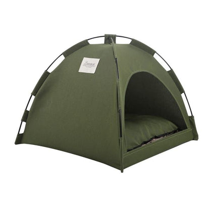 Green Premium Portable Pet Tent Bed with Cooling Mat, Breathable Foldable Indoor Outdoor Dog Cat House Summer Shelter, Size S