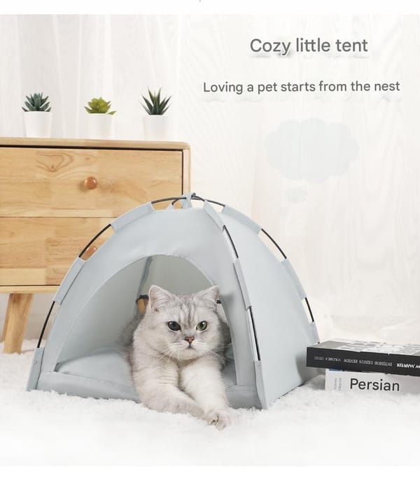 Green Premium Portable Pet Tent Bed with Cooling Mat, Breathable Foldable Indoor Outdoor Dog Cat House Summer Shelter, Size S
