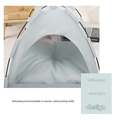 Green Premium Portable Pet Tent Bed with Cooling Mat, Breathable Foldable Indoor Outdoor Dog Cat House Summer Shelter, Size S