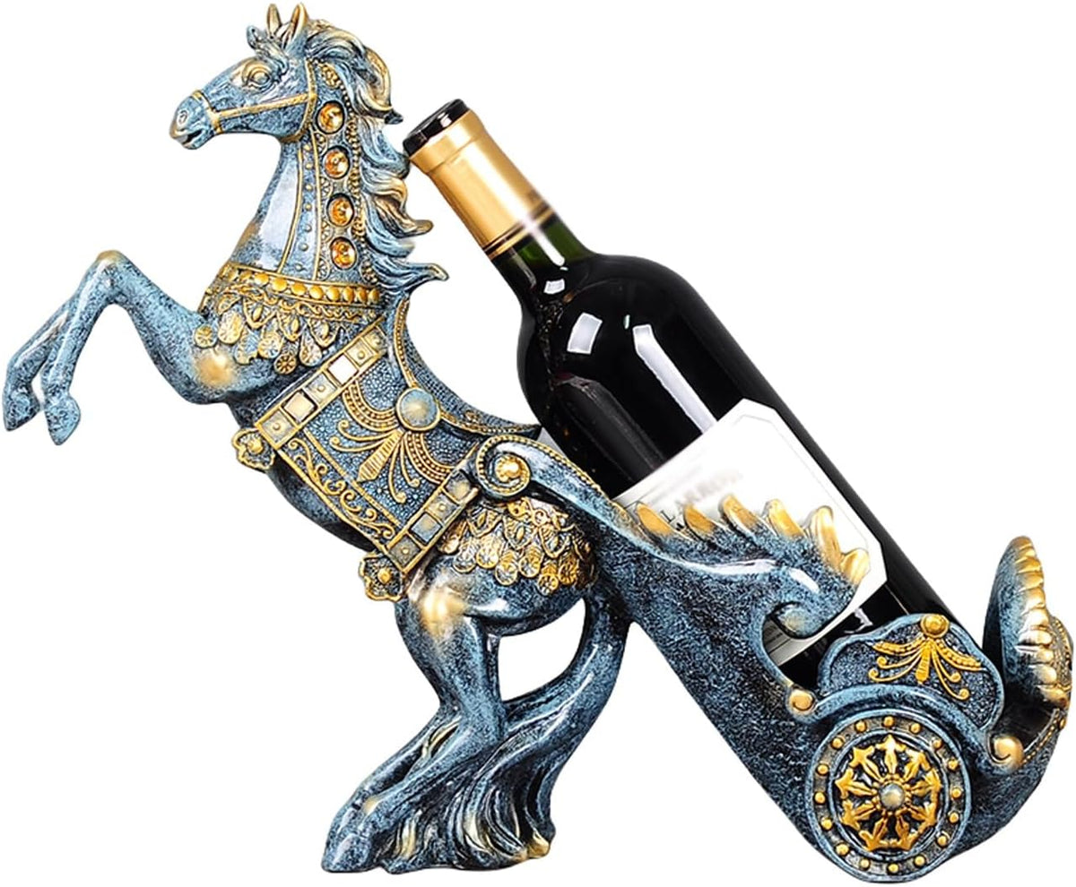 Royal Trojan Horse Luxury Sculpted Wine Bottle Carriage Stand