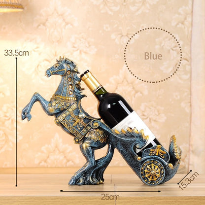 Royal Trojan Horse Luxury Sculpted Wine Bottle Carriage Stand