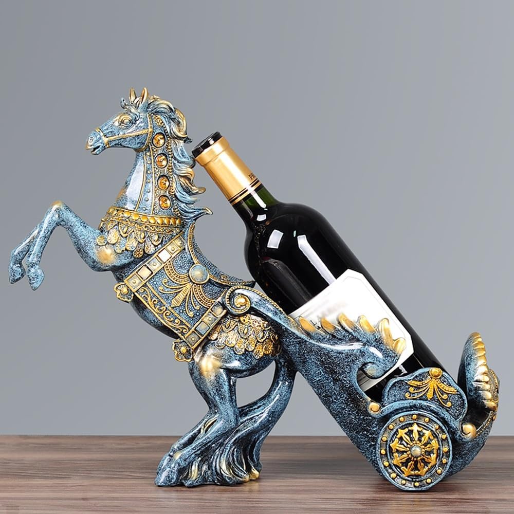 Royal Trojan Horse Luxury Sculpted Wine Bottle Carriage Stand