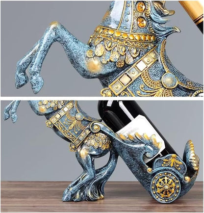 Royal Trojan Horse Luxury Sculpted Wine Bottle Carriage Stand