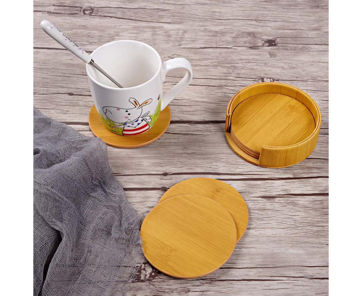 Luxury Faux Leather Marble Coasters with Holder (6-Piece Set)