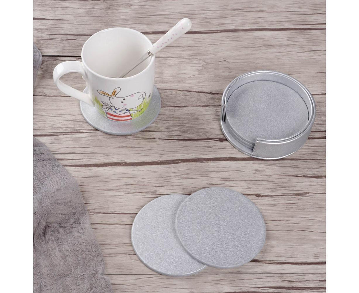 6Pcs Faux Leather Marble Coasters Cup Mat Pad Holder Placemat Dining Table Decor- G