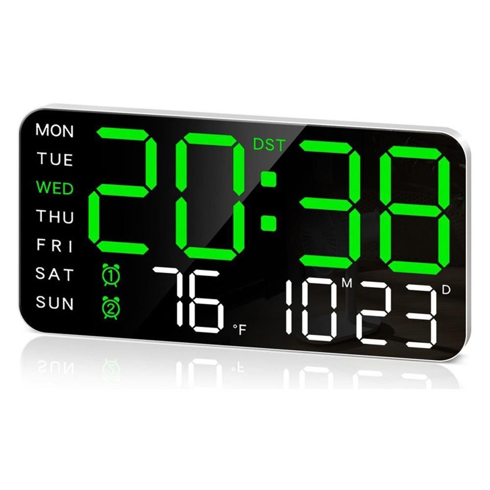 9.5-Inch Large LED Digital Wall Clock with Dual Alarm & Temperature Display