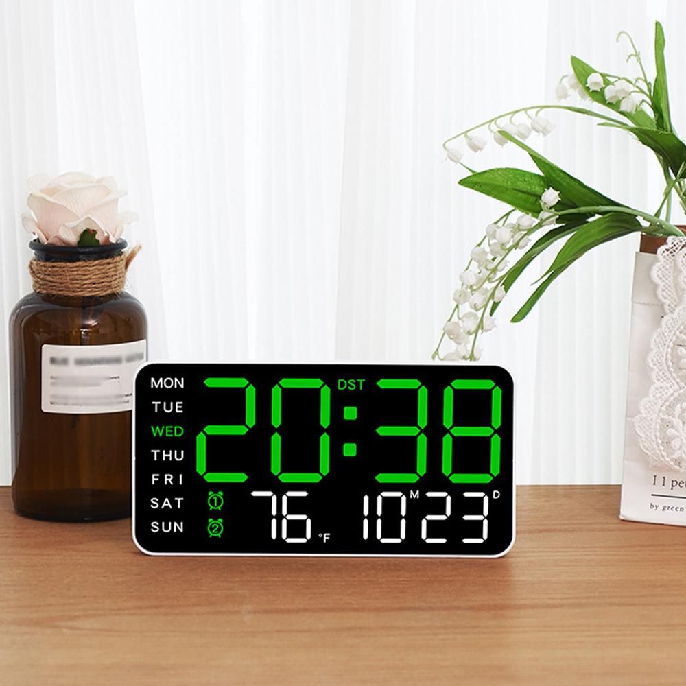9.5-Inch Large LED Digital Wall Clock with Dual Alarm & Temperature Display