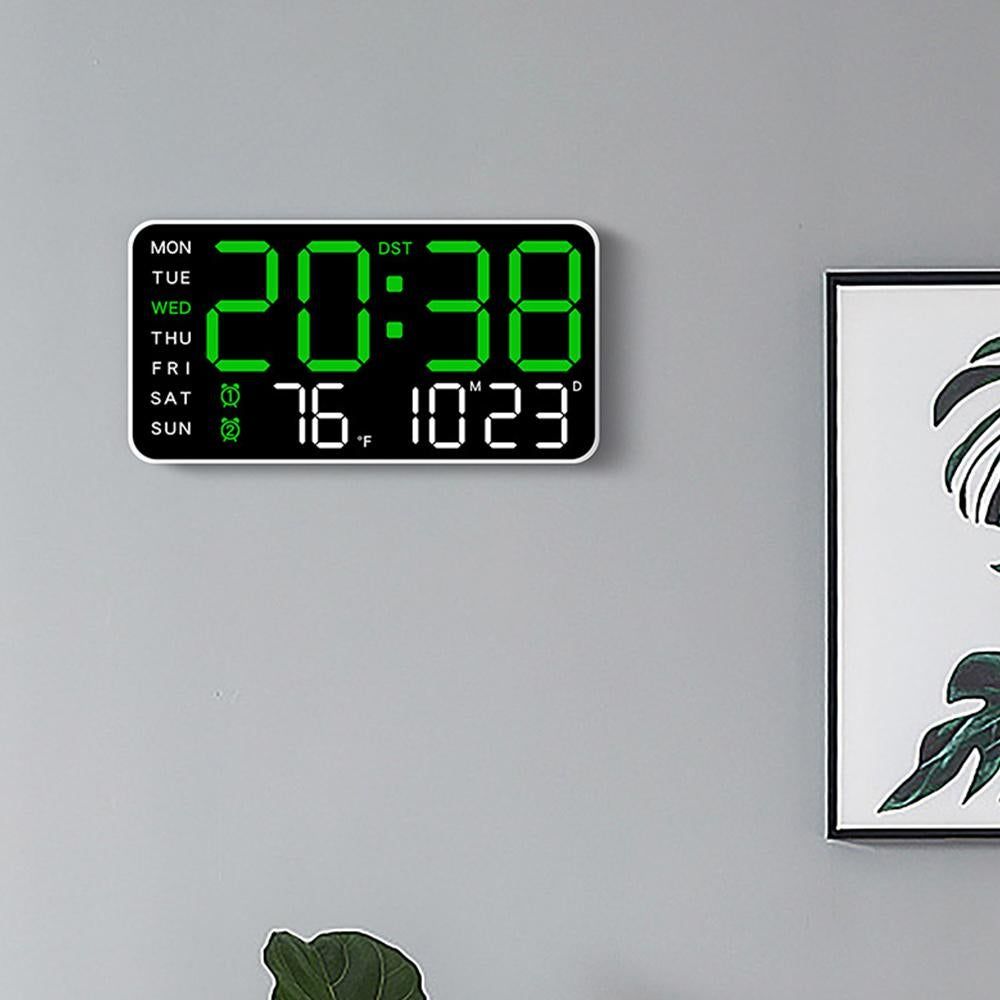 9.5-Inch Large LED Digital Wall Clock with Dual Alarm & Temperature Display