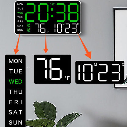 9.5 Inch Large LED Digital Wall Clock Dual Alarm Snooze Desk or Wall Mount - Purple