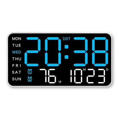 9.5 Inch Large LED Digital Wall Clock Dual Alarm Snooze Desk or Wall Mount - Purple