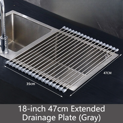 Premium Roll-Up Over-The-Sink Stainless Steel Dish Drying Rack