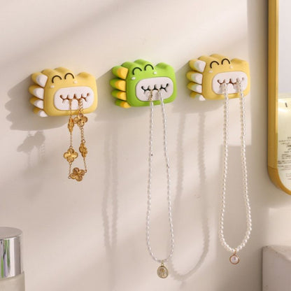 Dinosaur Bite Clip, No-Drill Towel Clip, Bathroom Face Towel Storage Hook—Yellow
