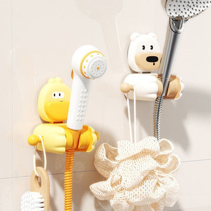 Cartoon Suction Shower Bracket, No-Drill Adjustable Shower Head Holder—White