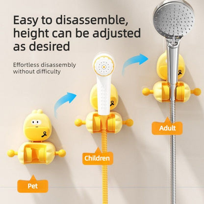 Cartoon Suction Shower Bracket, No-Drill Adjustable Shower Head Holder—White