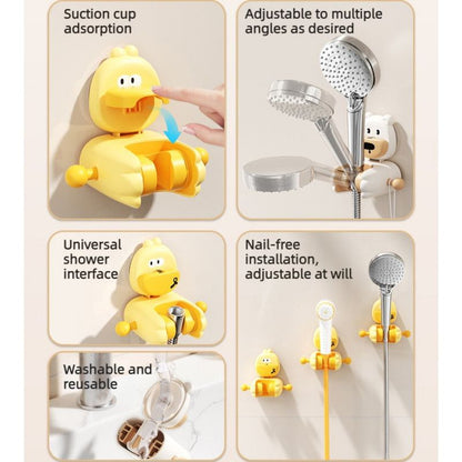 Cartoon Suction Shower Bracket, No-Drill Adjustable Shower Head Holder—White