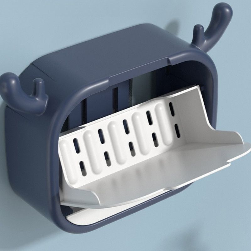 Wall-Mounted Antler Soap Dish with Lid & Drainer