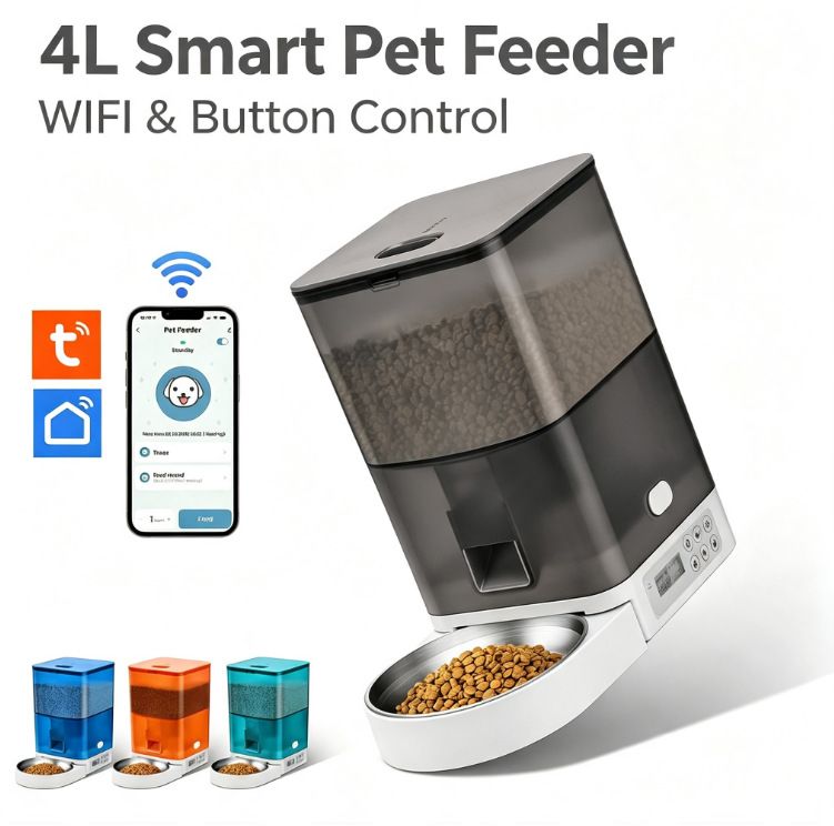 4L Pet Feeder with WiFi or Button Control