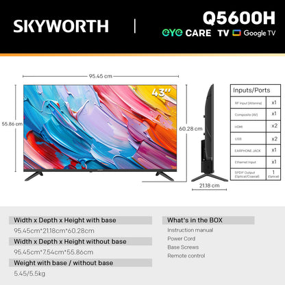 SKYWORTH Q5600H 43-inch Full HD QLED+ Google TV