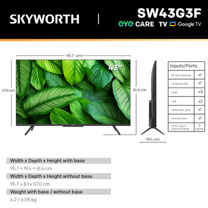 SKYWORTH G3F 43-inch 4K UHD Smart Google TV