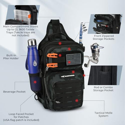 Fishing Sling Bag with Rod Holder - 3 Colours