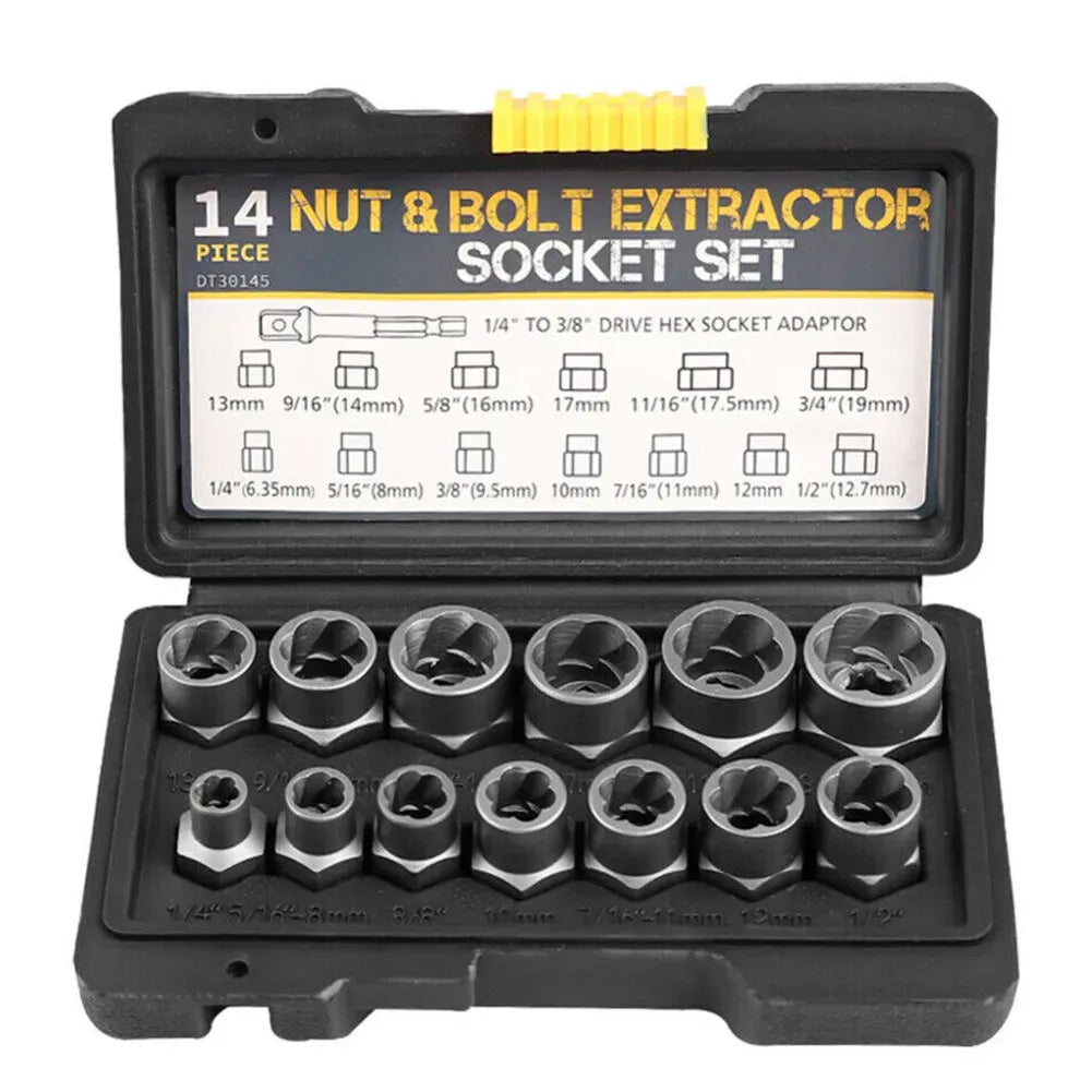 15-Piece Damaged Bolt and Nut Extractor Kit