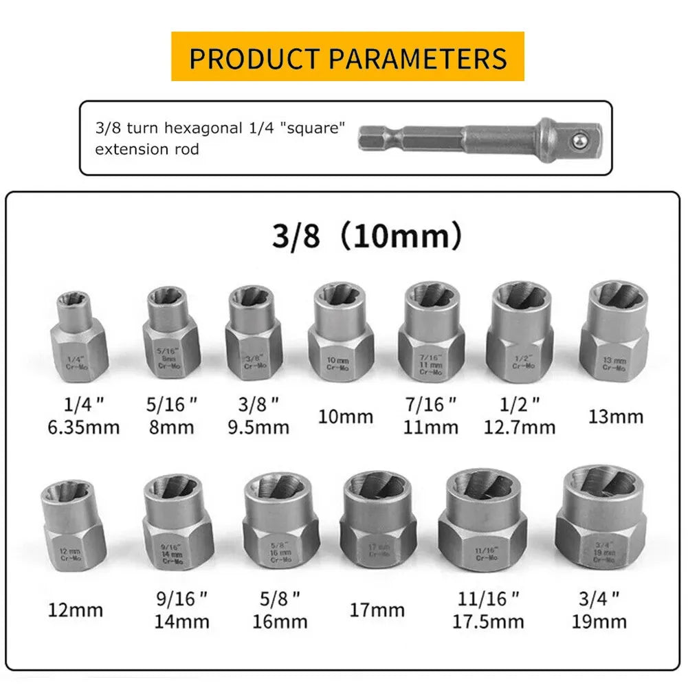 15-Piece Damaged Bolt and Nut Extractor Kit