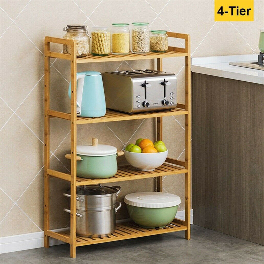4-Tier Natural Bamboo Shelving Unit