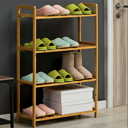 4-Tier Natural Bamboo Shelving Unit