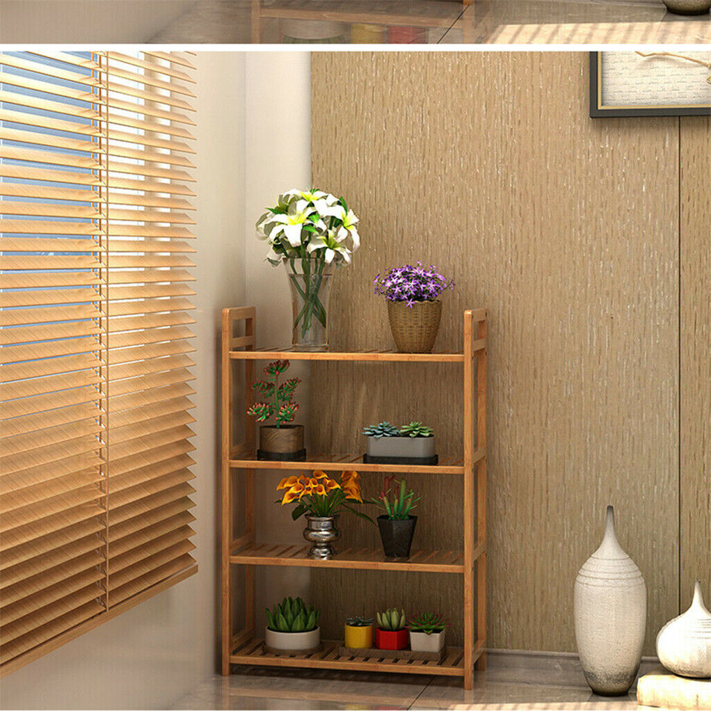 4-Tier Natural Bamboo Shelving Unit