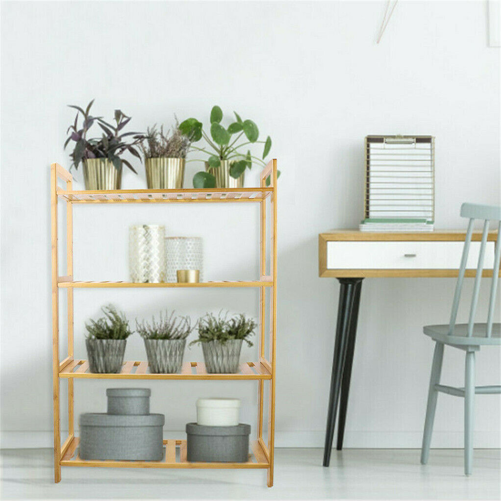 4-Tier Natural Bamboo Shelving Unit