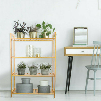 4-Tier Natural Bamboo Shelving Unit