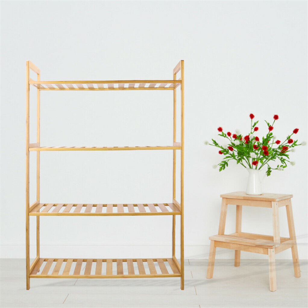 4-Tier Natural Bamboo Shelving Unit
