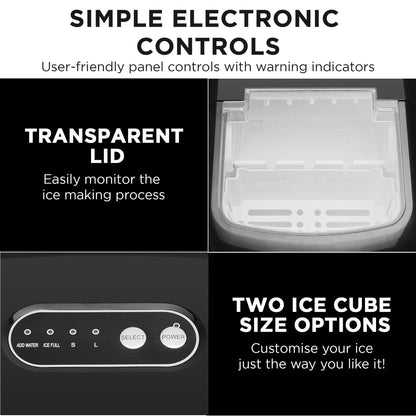 Morphy Richards Ice Maker Stainless Steel 15kg Small Large And Cube 2.1L Tank
